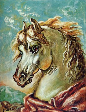ジョルジョ・デ・キリコ Painting - 風にたてがみのある白い馬の頭 ジョルジョ・デ・キリコ 形而上学的シュルレアリスム